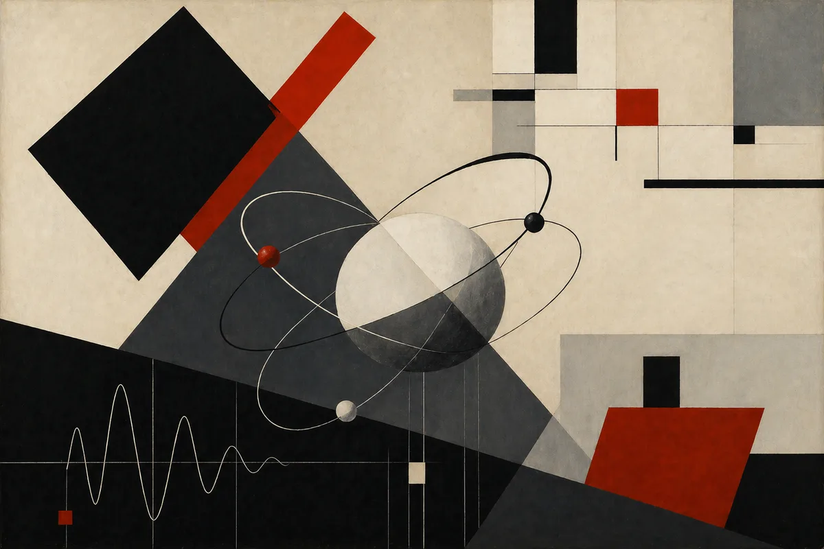 AI generated image of elementary particles,
